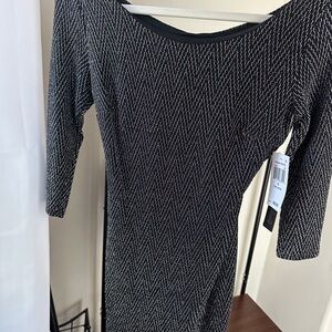 Black and Silver Glitter Long Sleeve Dress